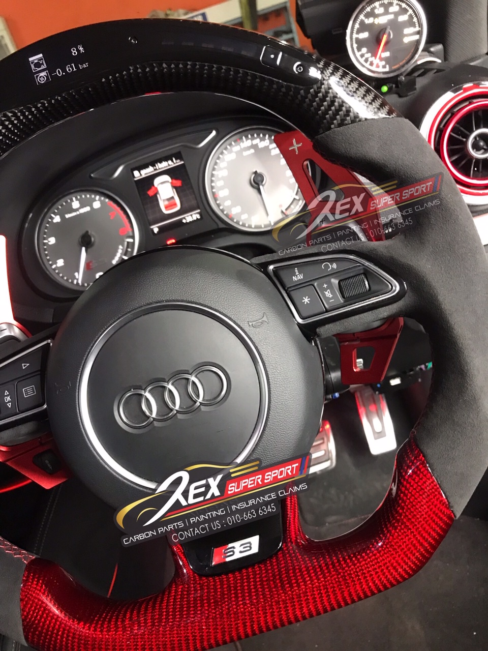 Audi Performance LED Digital Carbon Fiber Steering | Rexsupersport