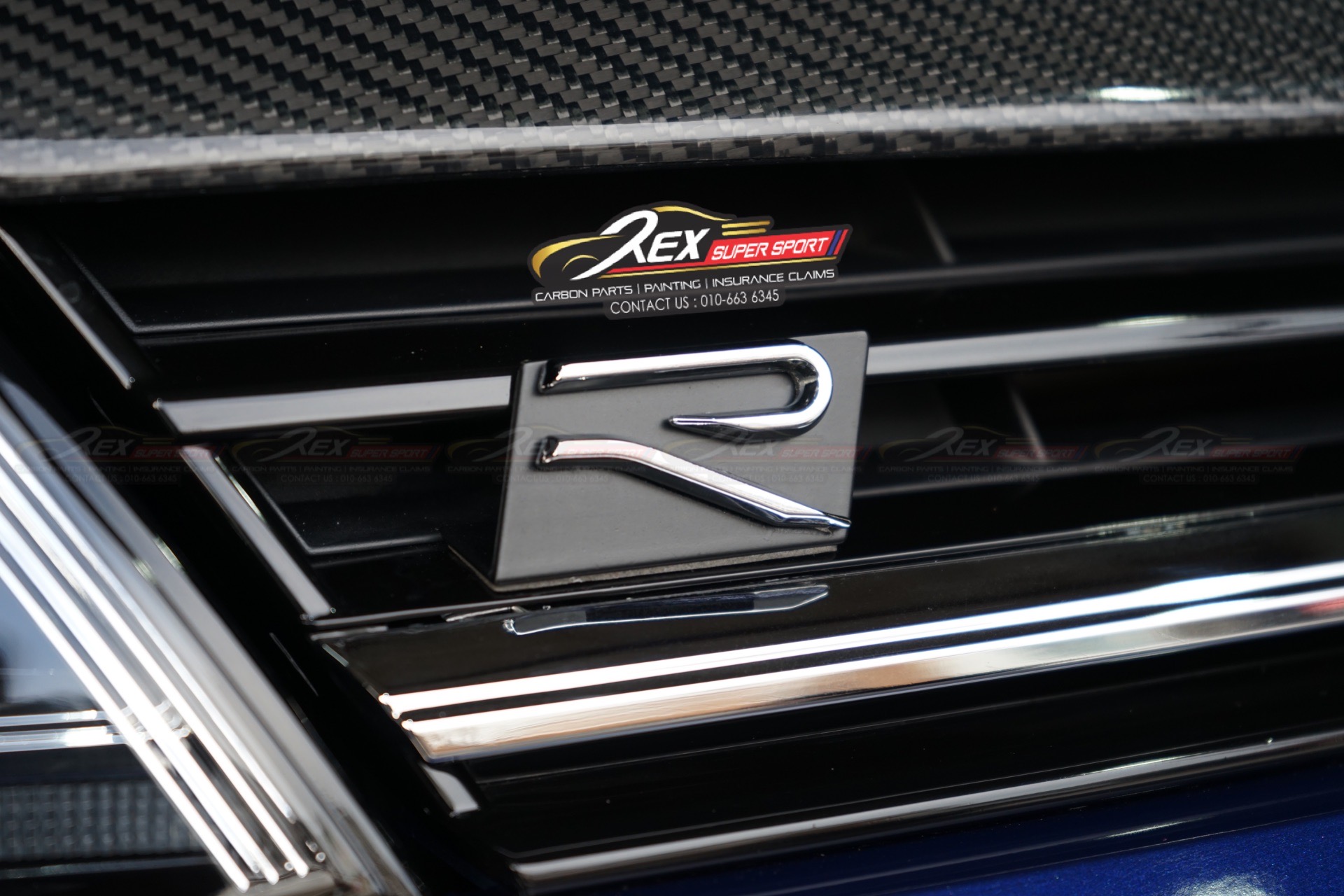 All Volkswagen New R Emblem Black / Chrome Logo Badge Front Grill Rexsupersport Specializes