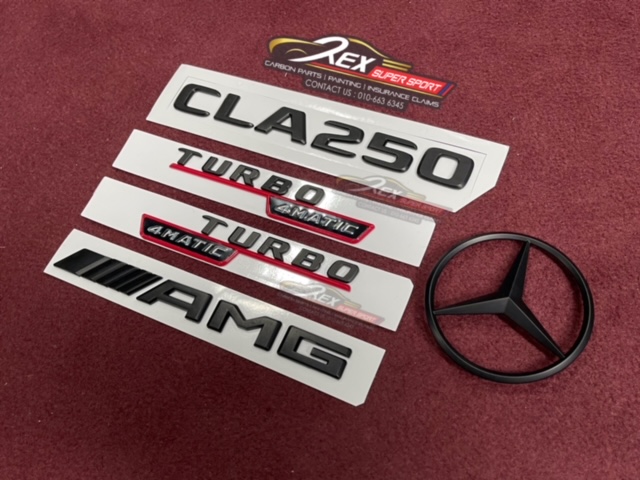 Mercedes CLA W117 Rear Boot Star Gloss Black 3pcs CLA45 AMG Badge Emblem Set