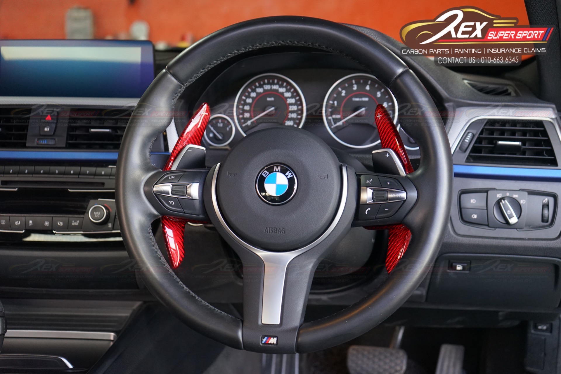 T-carbon Dry Carbon Fiber Steering Wheel Paddle Shifter Extensions For Ford Mustang 2015-2024 (Red)