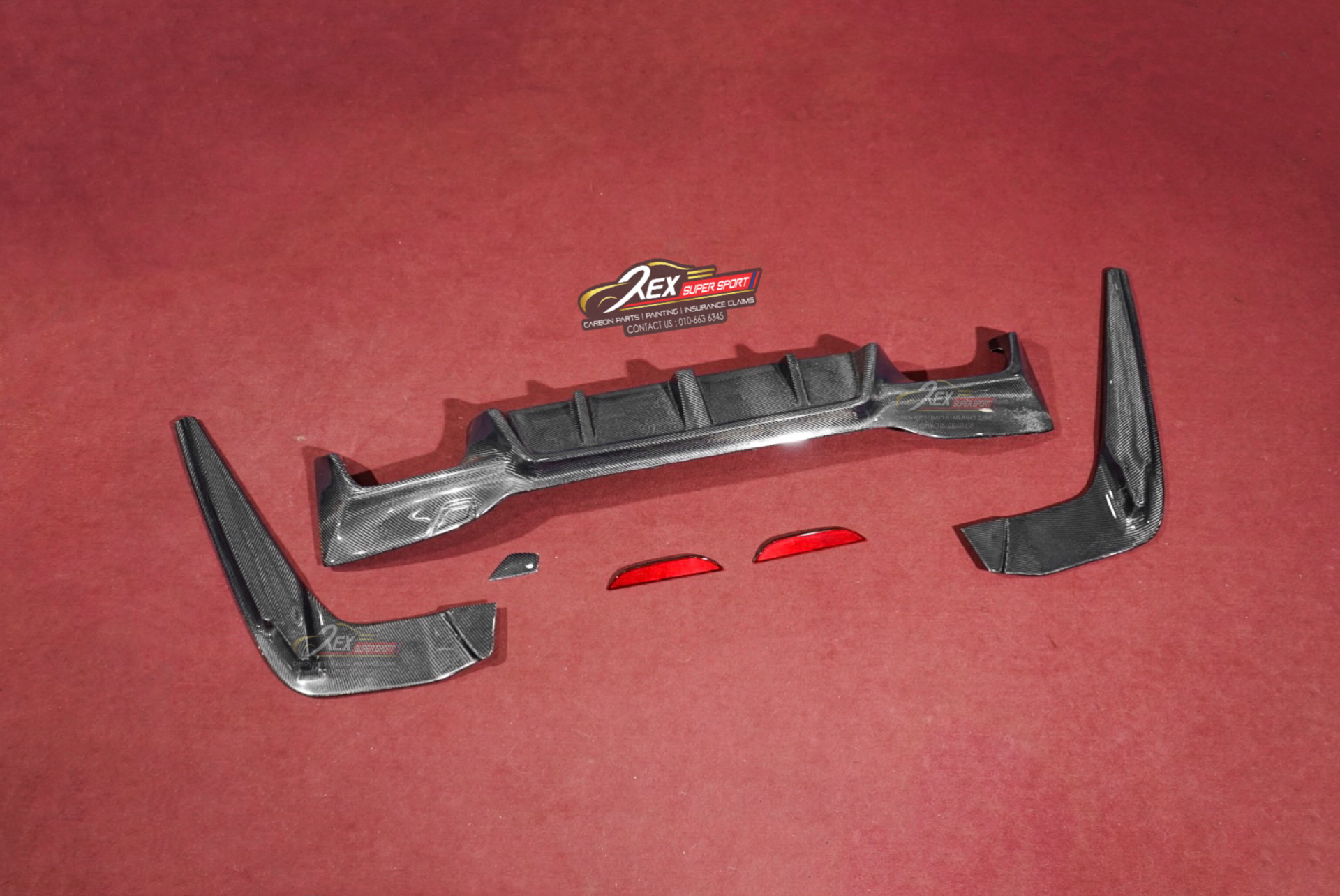 Gloss Black M5 CS Style Rear Bumper Diffuser For BMW G30 M Sport (2017-23) W/ Red LED Light